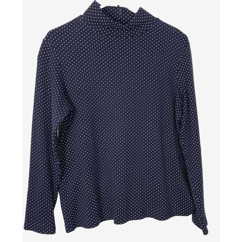 Croft & Barrow Mock Neck Blue/white Polka Dot Tee Size XL
